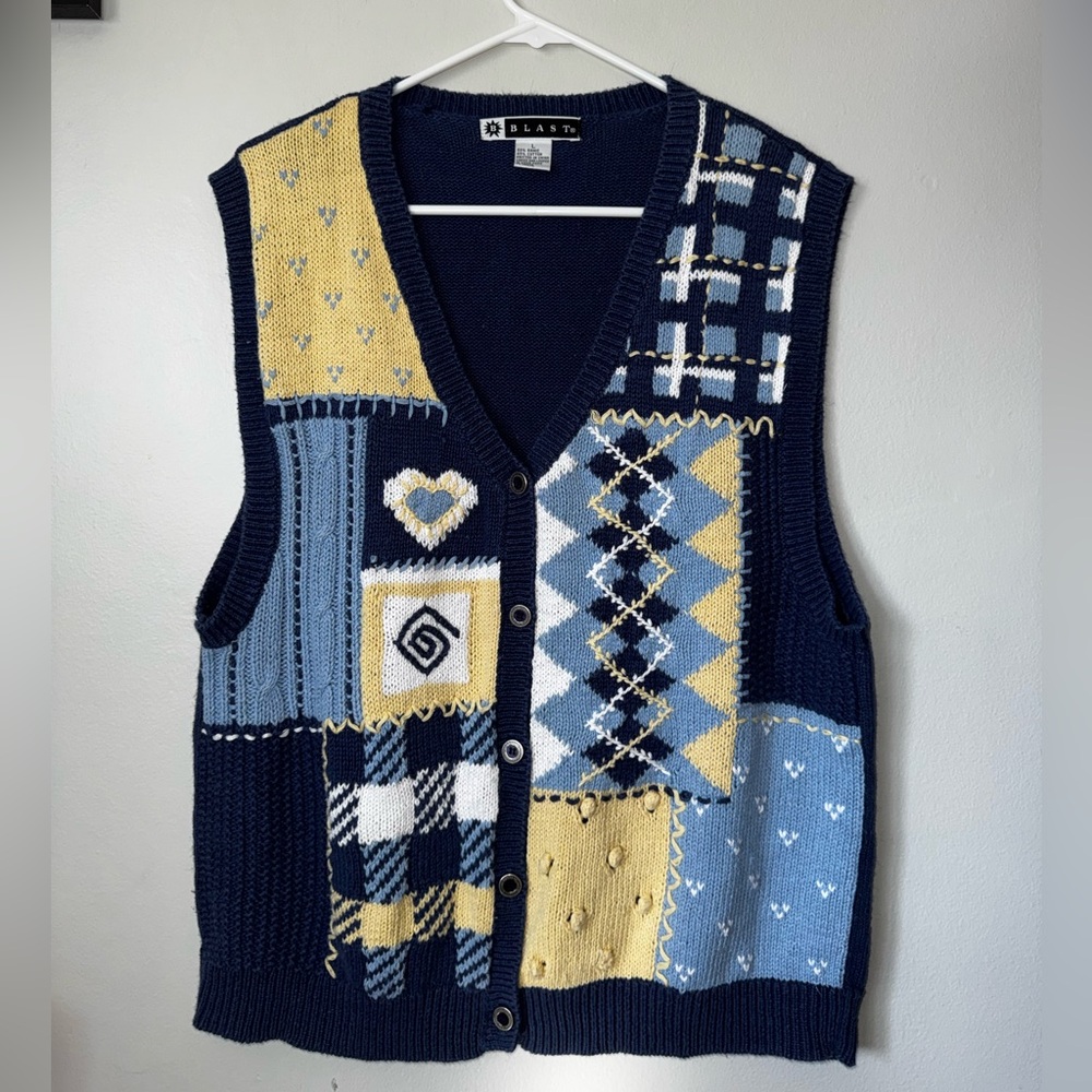 Colorful Patchwork vintage Knit Vest